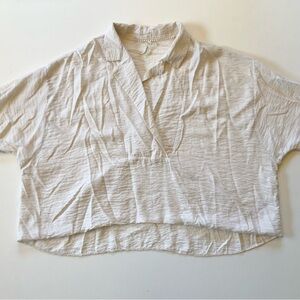 Anthropologie Dylon slate v neck collared blouse